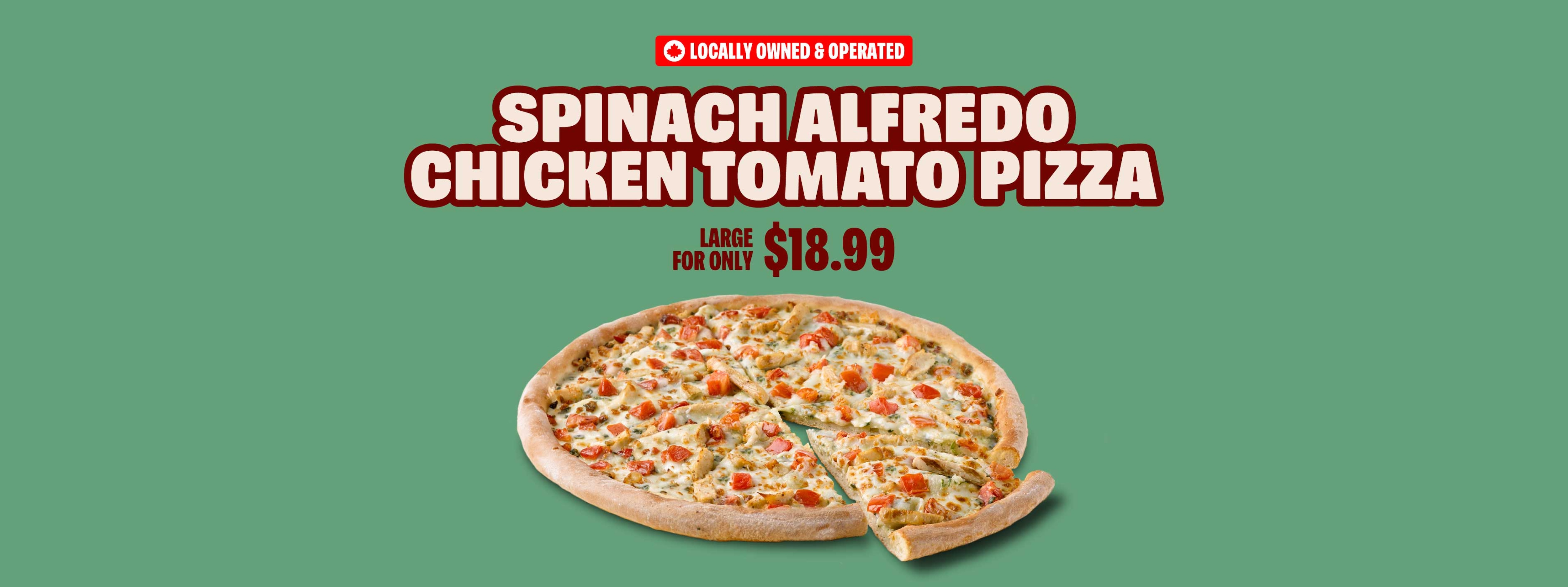 Spinach Alfredo Chicken Tomato Pizza